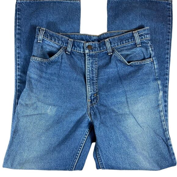 Vintage 1970’s Levi’s Orange Tab Bootcut Distressed Men’s Denim Jeans - Picture 9 of 12